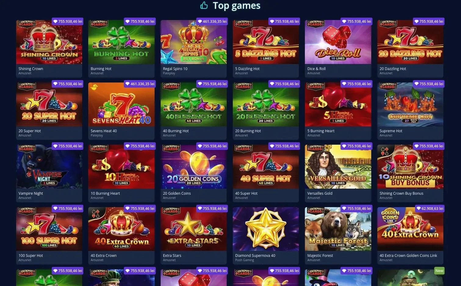 Игровой интерфейс казино Онион